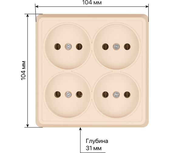 Четырехместная розетка TDM ELECTRIC 2П открытой установки IP20 10А слоновая кость Ладога SQ1801-0220