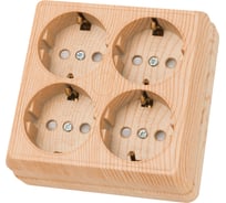 Четырехместная розетка TDM ELECTRIC 2П+3 открытой установки IP20 16A с защитными шторками сосна Ладога SQ1801-0423