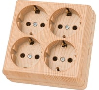 Четырехместная розетка TDM ELECTRIC 2П+3 открытой установки IP20 16A сосна Ладога SQ1801-0422