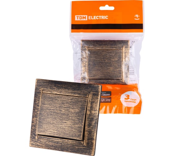 1-клавишный выключатель TDM ELECTRIC 10А старинная бронза Лама SQ1815-0743 1