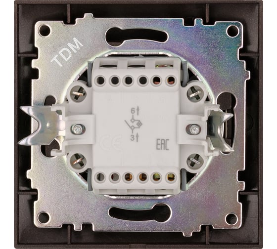 1-клавишный выключатель TDM с подсветкой 10А шоколад Лама SQ1815-0504