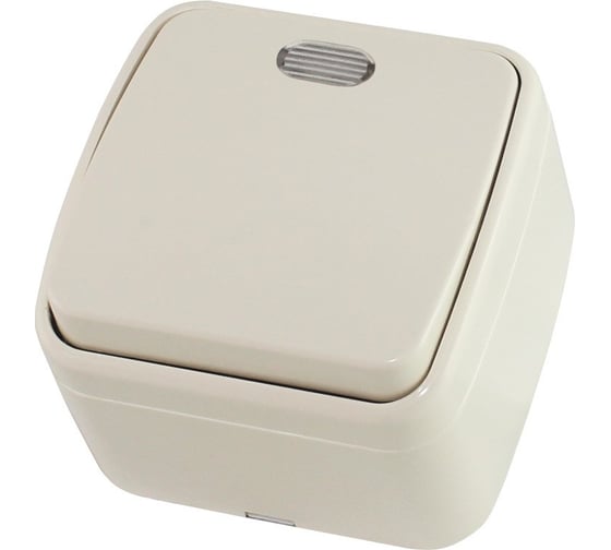 1-клавишный выключатель TDM ELECTRIC открытой установки с подсветкой IP20 10А, слоновая кость Дача Народная SQ1824-0018