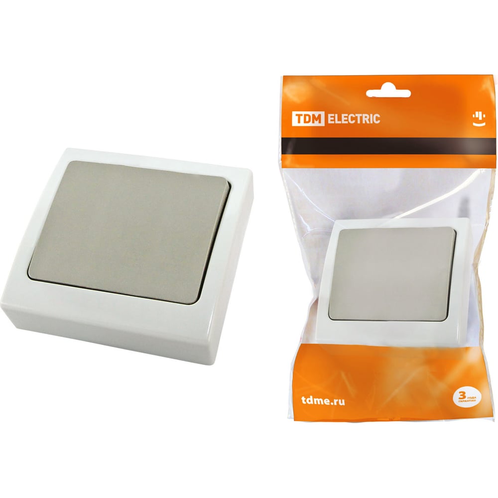 1-клавишныйвыключательTDMELECTRICскрытойустановкиIP5410АсерыйВуоксаSQ1803-0101