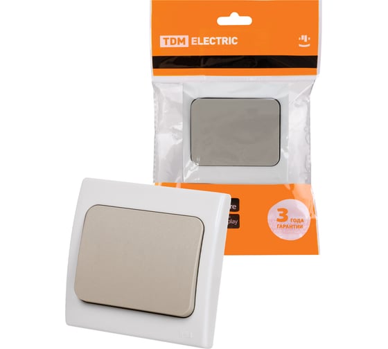 1-клавишный выключатель TDM ELECTRIC скрытой установки IP54 10А серый Вуокса SQ1803-0101