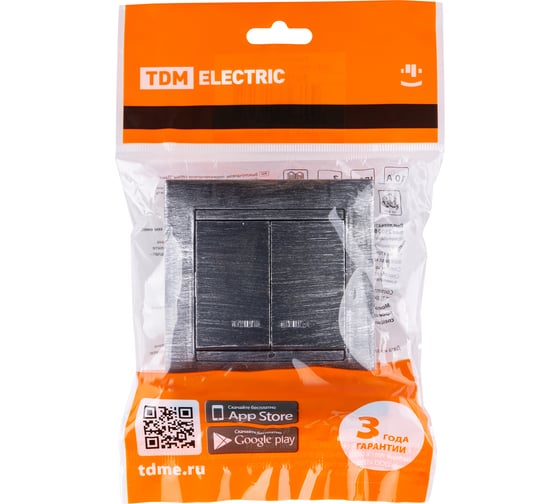 2-клавишный выключатель TDM ELECTRIC с подсветкой 10А старинное серебро Лама SQ1815-0647