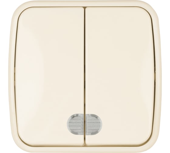 Выключатель слоновая кость 2-клавишный открытой установки с подсветкой TDM ELECTRIC IP20 10А, серия "Дача" Народная SQ1824-0017