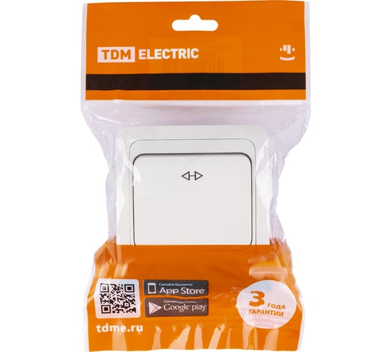 1-клавишный перекрестный выключатель TDM ELECTRIC 10А белый Валдай SQ1804-0041
