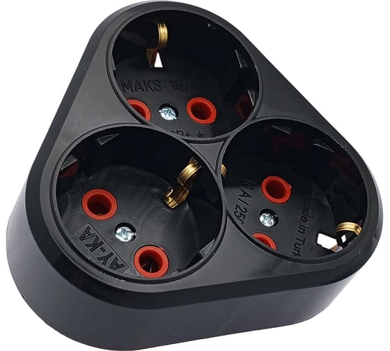 Розетка AY-KA СУ 3-ая 16А 250В, черный 7913100