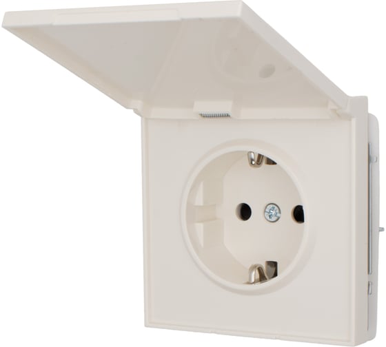Розетка Lezard ESTET с заземлением с крышкой ПБТ, слоновая кость, IP-44 745-9088-123BIPCH