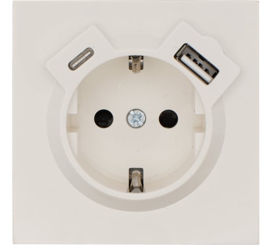 Розетка Lezard ESTET с заземлением TC + USB разъем слоновая кость 745-9088-181TC