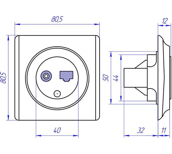 Розетка OneKeyElectro двойная антенна/компьютер TV/RJ45 кат.5e, цвет бежевый 7700244