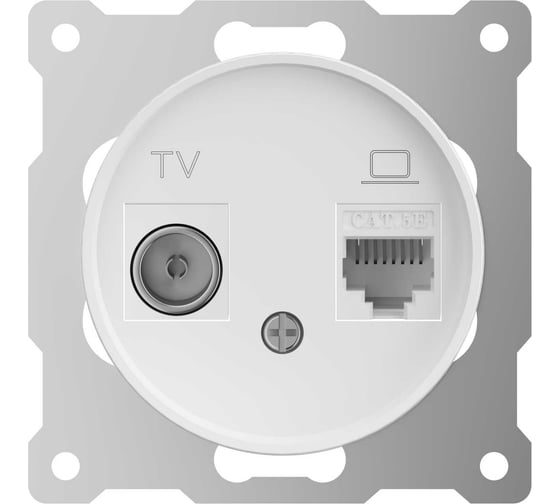 Розетка OneKeyElectro двойная антенна/компьютер TV/RJ45 кат.5e, цвет белый (серия Florence) 7700245 1