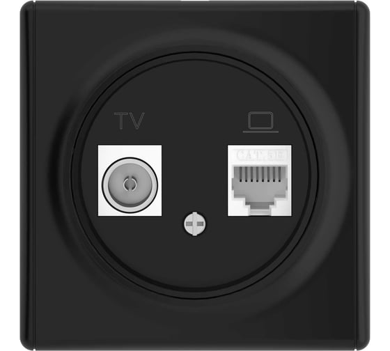 Розетка OneKeyElectro двойная антенна/компьютер TV/RJ45 кат.5e, цвет черный (серия Florence) 7700247