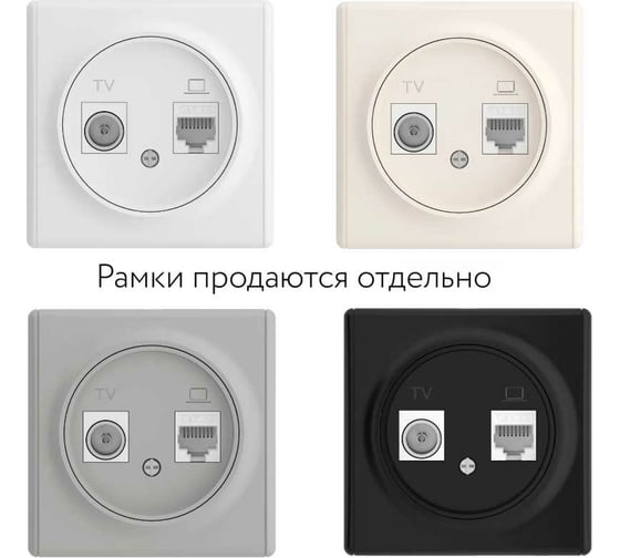 Розетка OneKeyElectro двойная антенна/компьютер TV/RJ45 кат.5e, цвет черный (серия Florence) 7700247