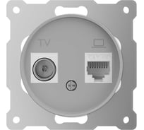 Розетка OneKeyElectro двойная антенна/компьютер TV/RJ45 кат.5e, цвет серый (серия Florence) 7700246