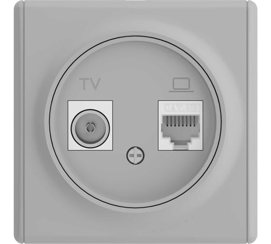Розетка OneKeyElectro двойная антенна/компьютер TV/RJ45 кат.5e, цвет серый (серия Florence) 7700246