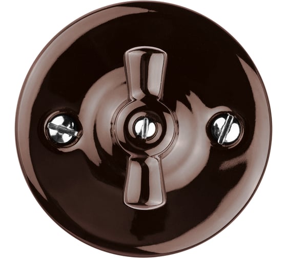 Поворотный выключатель TDM ELECTRIC фарфоровый с ручкой бантик 10А коричневый «Болонь» SQ1820-0410 1