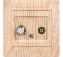 Розетка TDM ELECTRIC TV мама + SAT F-разъем 0-2400МГц сосна Лама SQ1815-0320