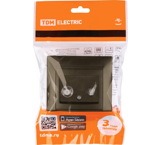 Розетка TDM ELECTRIC TV мама + SAT F-разъем 0-2400МГц бронза Лама SQ1815-0720