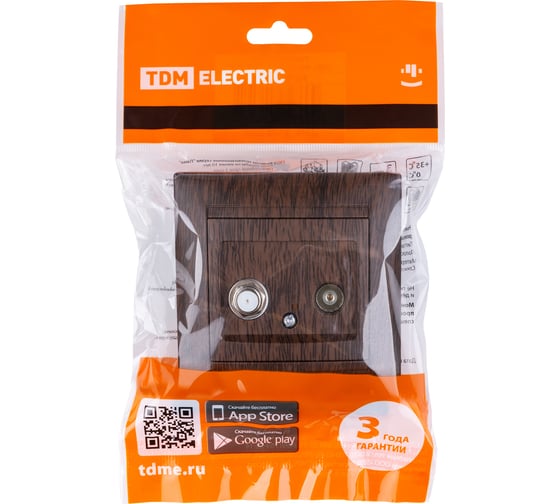 Розетка TDM ELECTRIC TV мама + SAT F-разъем 0-2400МГц венге Лама SQ1815-0420