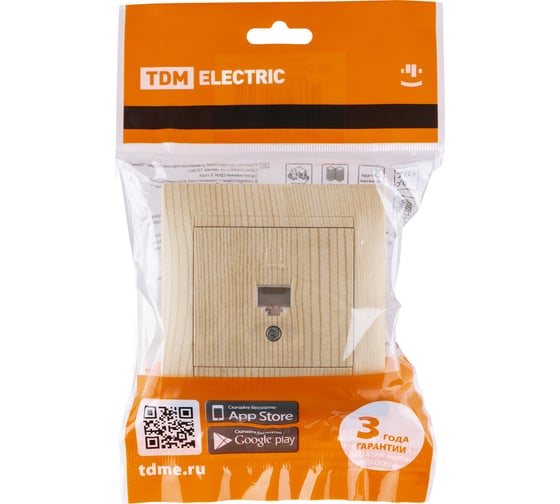 Розетка TDM ELECTRIC компьютерная RJ45 сосна серии "Лама" SQ1815-0316