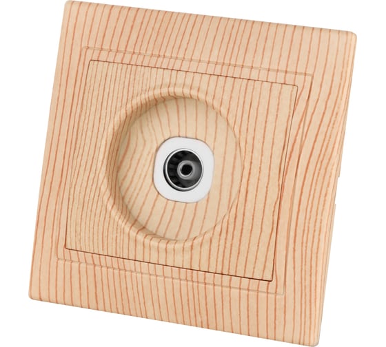 Телевизионная розетка TDM ELECTRIC простая 0-2400МГц, мама, ЭКО сосна Таймыр SQ1814-0222 1