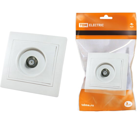 Телевизионная розетка TDM ELECTRIC SAT типа F, белая Таймыр SQ1814-0032