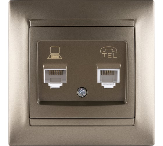 Розетка TDM ELECTRIC телефонная RJ11 + компьютерная RJ45 бронза Лама SQ1815-0719