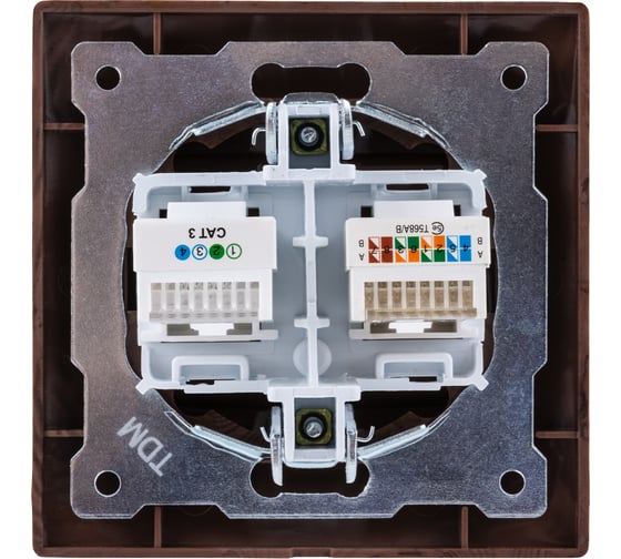 Розетка TDM ELECTRIC телефонная RJ11 + компьютерная RJ45 венге Лама SQ1815-0419