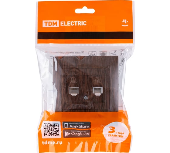 Розетка TDM ELECTRIC телефонная RJ11 + компьютерная RJ45 венге Лама SQ1815-0419