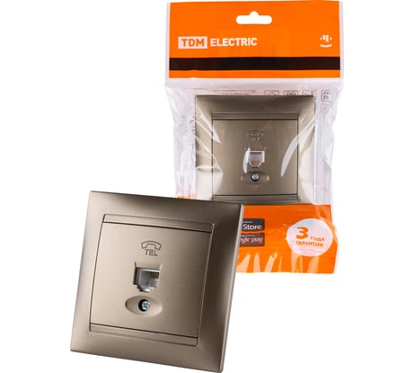 Розетка телефонная RJ11 бронза серия "Лама" TDM ELECTRIC SQ1815-0715