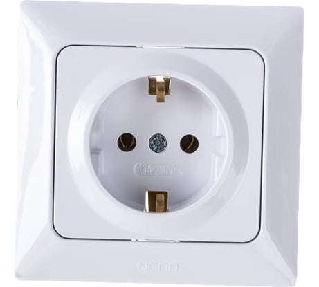 Розетка NE-AD с/з, керамика, 16А, 250В, Aras, Белый, 1/12/120, 93-110-08-P