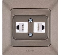 Розетка NE-AD комп.+ телефонная, CAT6+CAT3, Aras, Мокка, 1/12/120, 93-125-23-DN