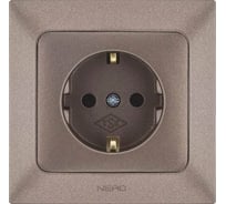 Розетка NE-AD с защитой от детей, с заземлением, 16А, 250В, Aras, Мокка, 93-125-08-E