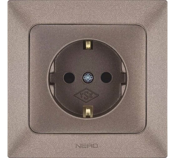 Розетка NE-AD с защитой от детей, с заземлением, 16А, 250В, Aras, Мокка, 93-125-08-E 1