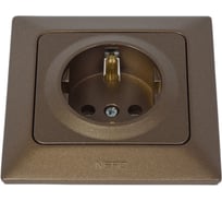 Розетка NE-AD с заземлением, 16А, 250В, Aras, Мокка, 93-125-08