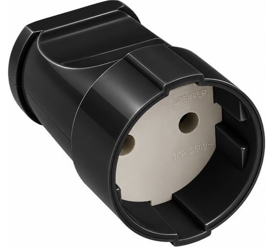 Розетка переносная STEKKER PST10-30-201 без заземления, 1 гнездо, 250 В, 10 А, IP20, пластик, черная 50800