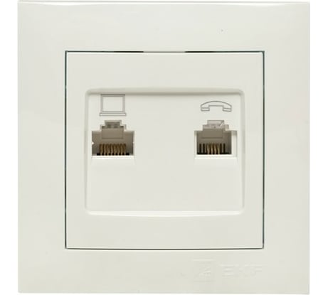 Розетка EKF валенсия RJ-45 RJ11 2-местная белая PROxima EWK02-035-30