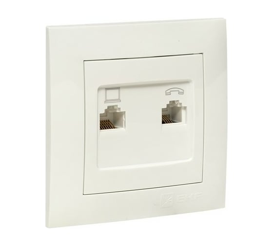 Розетка EKF валенсия RJ-45 RJ11 2-местная белая PROxima EWK02-035-30