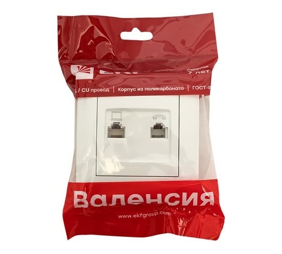 Розетка EKF валенсия RJ-45 RJ11 2-местная белая PROxima EWK02-035-30