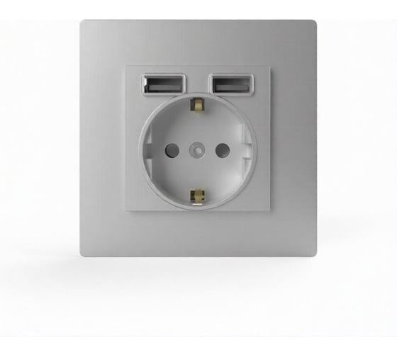 Розетка 1-м TOKOV ELECTRIC СП Pixel IP20 с заземл. с 2-мя заряд. устр. USB тип A+A механизм айс TKE-PX-R1U2A-C34