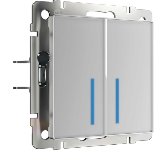 Двухклавишный сенсорный выключатель WERKEL W4520006 с подсветкой 1000 Вт серебряный a057681