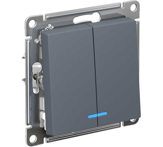 2-клавишный выключатель Systeme Electric Atlas Design Грифель с подсветкой, сх.5а SE ATN000753 1