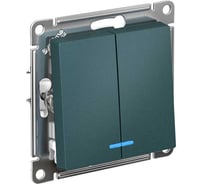 2-клавишный выключатель Systeme Electric AtlasDesign Изумруд с подсветкой, сх.5а SE ATN000853