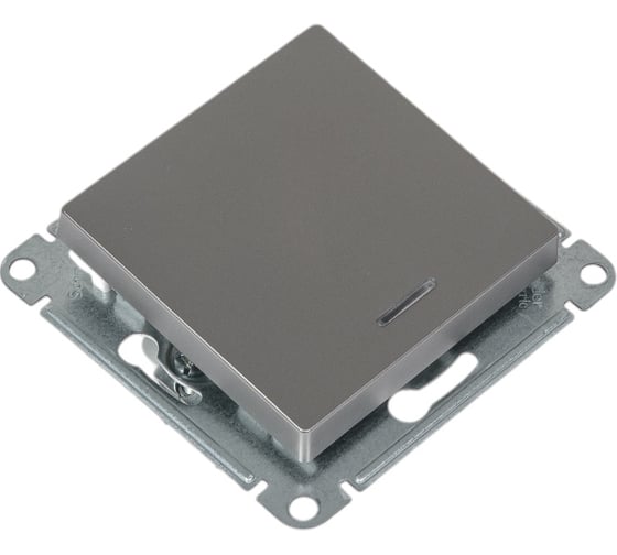 1-клавишный выключатель Systeme Electric AtlasDesign Сталь с подсветкой, сх.1а, 10АХ SE ATN000913