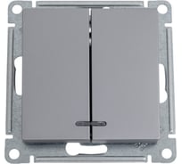 2-клавишный выключатель Systeme Electric AtlasDesign Сталь с подсветкой, сх.5а, 10АХ SE ATN000953