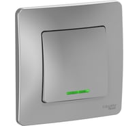 1-клавишный выключатель Systeme Electric Blanca внутренний, Алюминий с подсветкой SE BLNVS010113