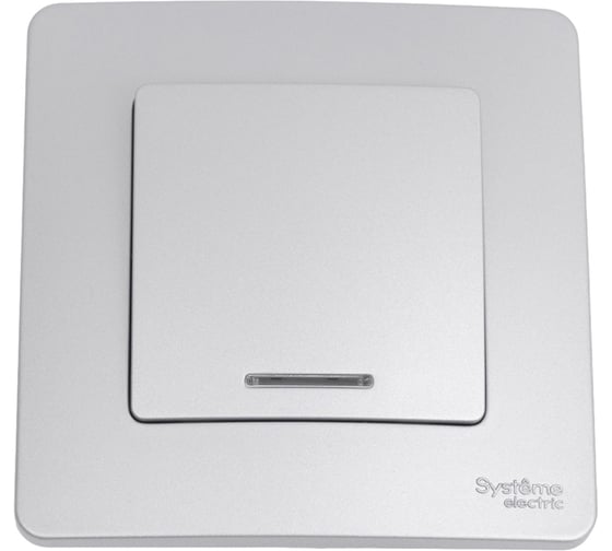 1-клавишный выключатель Systeme Electric Blanca внутренний, Алюминий с подсветкой SE BLNVS010113