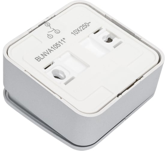 2-клавишный выключатель Systeme Electric Blanca наружный, Алюминий с подсветкой 10А SE BLNVA105113