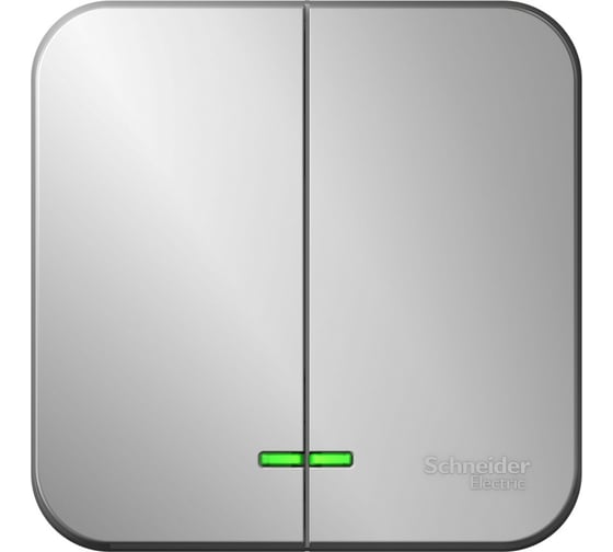 2-клавишный выключатель Systeme Electric Blanca наружный, Алюминий с подсветкой 10А SE BLNVA105113